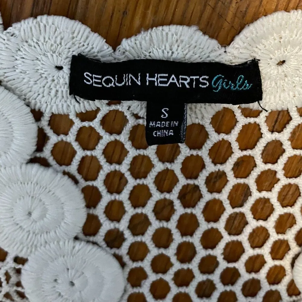 Sequin Hearts Boho Hippie Crochet Lace Girls Vest Size S (7)